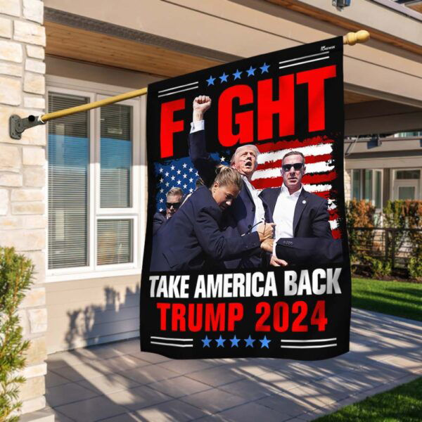 Trump Shooting Flag Fight Take America Back Trump 2024 Flag TQN3453F