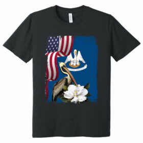 Louisiana Brown Pelican Bird and Magnolia Flower T-Shirt MLN1141TSv14