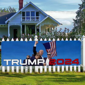 Trump 2024 Trump Shooting Take America Back Fence Banner MLN3527FB