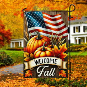 Welcome Fall Pumpkins American Flag MLN3688F