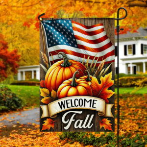 Welcome Fall Pumpkins American Flag MLN3688F