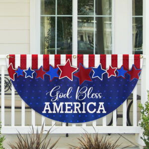 God Bless America Patriotic Non-Pleated Fan Flag TQN3371FL