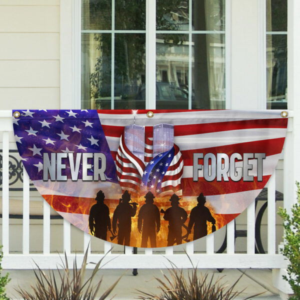 Patriot Day September 11th Never Forget Twin Tower Memorial Non-Pleated Fan Flag MLN3520FL
