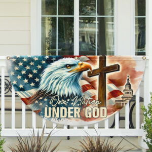 One Nation Under God Patriotic Eagle Non-Pleated Fan Flag TQN3491FL