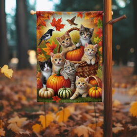 Cat Fall Pumpkins Flag MLN3616F