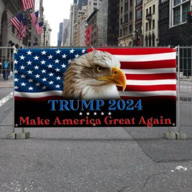 Trump 2024 Make America Again, Patriotic Eagle Trump Fence Banner TPT2092FB