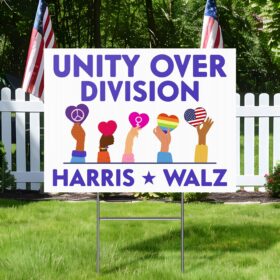 Harris Walz 2024 Unity Over Division Kamala Harris Tim Walz 2024 Yard Sign MLN3792YSv1