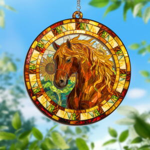 Horse Stained Glass Window Hanging Suncatcher MLN3841WH