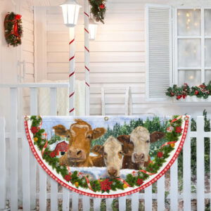 Cow Cattle Christmas Farm House Non-Pleated Fan Flag TQN3760FL