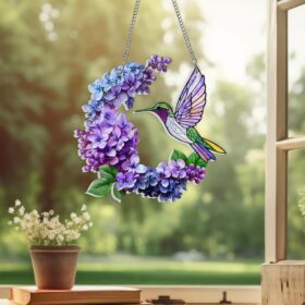 Hummingbird and Lilac Branch  Acrylic Hanging Sign MLN3693HS