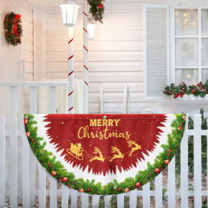 Merry Christmas Santa Claus Reindeer Non-Pleated Fan Flag TQN3744FL