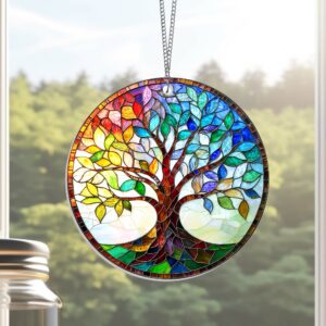 Tree Of Life Stained Glass Acrylic Window Hanging Sign TQN3718SH