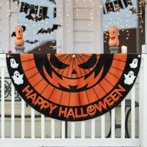 Happy Halloween Scary Pumpkin Non-Pleated Fan Flag MLN3921FL