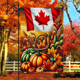 Canadian Fall Autumn Pumpkins Harvest Thanksgiving Canada Flag MLN3766F