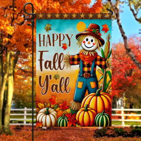 Autumn Scarecrow Pumpkins Harvest Happy Fall Y'all Flag MLN3708F