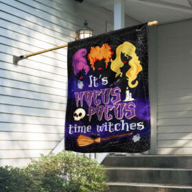 Hocus Pocus Three Witches Flag It's Hocus Pocus Time Witches Flag MLN3892F