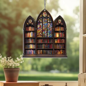 Book Library Bookish Acrylic Window Hanging Sign TQN3763SH