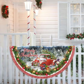 Merry Christmas Red Pickup Truck Non-Pleated Fan Flag MLN3911FL