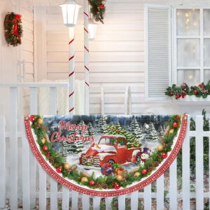 Merry Christmas Red Pickup Truck Non-Pleated Fan Flag MLN3911FL