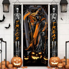 Halloween Grim Reaper Trick Or Treat Door Cover And Door Banners TQN3703CB