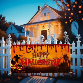 Happy Halloween Spooky Fence Banner TQN3726FB