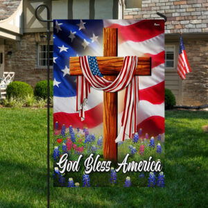 Jesus Christian Cross American Flag God Bless America Flag MLN3802F