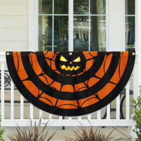 Halloween Pumpkin Spider Silk Non-Pleated Fan Flag TQN3729FL