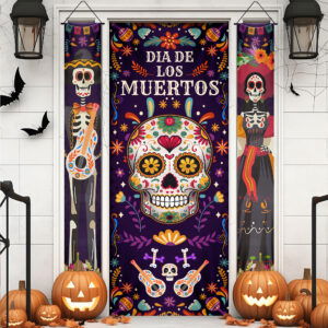 Halloween Decorations Mexican Dia De Los Muertos Party Day of the Dead Skull Door Cover and Door Banners MLN3849CB