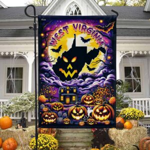 West Virginia Halloween Ghost Pumpkins Flag MLN3843F