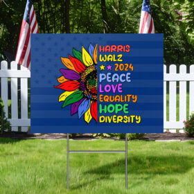 Flower Power Harris Walz Kamala Harris Time Walz Political 2024 Yard Sign MLN3914YS