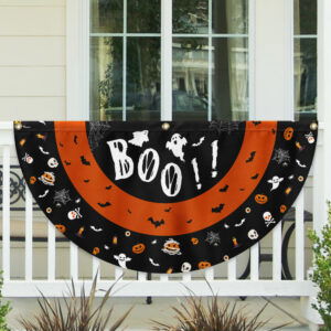 Happy Halloween Spooky Ghost Boo Non-Pleated Fan Flag TQN3614FL