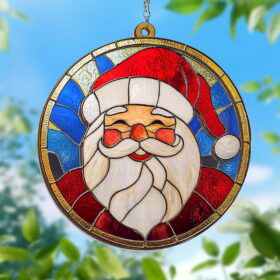 Santa Claus Stained Glass Window Hanging Suncatcher MLN3850WH