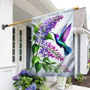 Lilac Branch and Hummingbird Flag MLN3695F