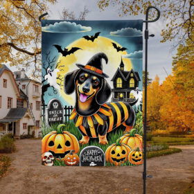 Dachshund Dog Halloween Flag MLN3706F