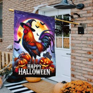 Halloween Rooster Chicken Witch Pumpkin Flag TQN3725F