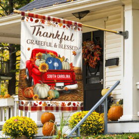 South Carolina State Thankful Grateful And Blessed Pumpkins Thanksgiving Fall South Carolina Flag TPT2167Fv4