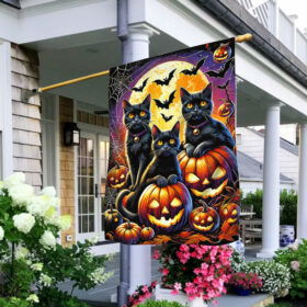 Halloween Black Cats Jack O' Lantern Spooky Flag TQN3572F