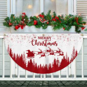 Christmas Half Fan Flag Santa Claus Reindeers Non-Pleated Fan Flag TQN3755FL