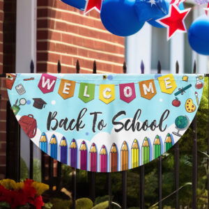 Welcome Back To school Non-Pleated Fan Flag TQN3606FL