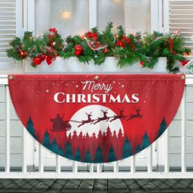 Christmas Fan Flag Xmas Santa's Sleigh Non-Pleated Fan Flag TQN3750FL