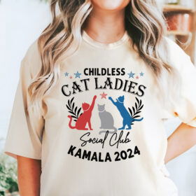 Kamala Harris President 2024 Shirt Childless Cat Lady Kamala Comfort Color T-Shirt VTM329TS