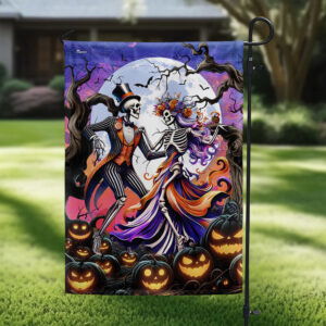 Skeleton Couple Dancing Halloween Flag MLN3807F