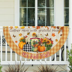 Fall  West Virginia Flag It's Fall Y'all Halloween Pumpkin Thanksgiving Non-Pleated Fan Flag TPT2188FL