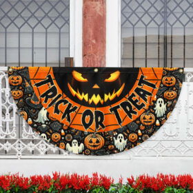 Scary Pumpkin Trick Or Treat Happy Halloween Non-Pleated Fan Flag TPT2175FLn