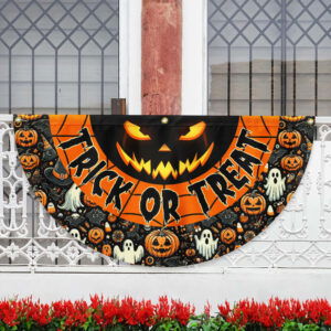 Scary Pumpkin Trick Or Treat Happy Halloween Non-Pleated Fan Flag TPT2175FLn