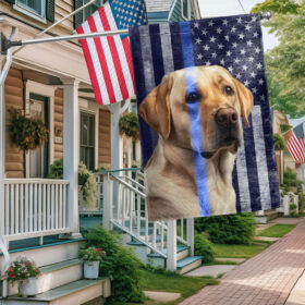 Police Dog K9 Yellow Labrador Thin Blue Line American Flag TPT2143F