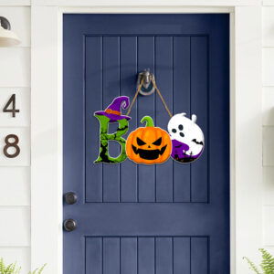 Halloween Boo Wood Sign, Cute Ghost Door Sign Wooden Door Sign HTT318WD