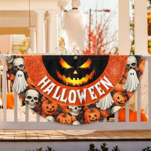 Halloween Pumpkins Ghost Spider Web Halloween Spooky Ghost Non-Pleated Fan Flag MLN3908FL