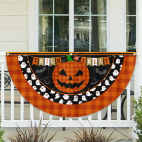 Halloween Pumpkin Trick or Treat Non-Pleated Fan Flag MLN3844FL