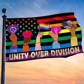 Unity Over Division LGBT Equality Rights Hippie Peace Grommet Flag MLN3870GF